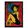 Geisha with Parasol Illustration