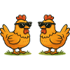 Poulets avec lunettes de soleil