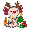 Christmas Axolotl with Fairy Lights