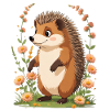 Niedlicher Igel mit Blumenkranz