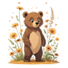 Cute bear friend on flower meadow