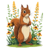 Charming squirrel with flower wreath