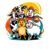 Liebliche Bauernhoftiere in Cartoon-Style