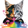 Surreal Cat Half-Glitch Design