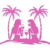 Sunset on the beach with women