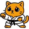 Cat fighter in karate suit