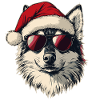 Husky Dog with Santa Hat