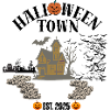 Haunted House with Pumpkins Halloween Design