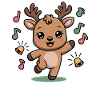 Cheerful Reindeer with Notes and Bells
