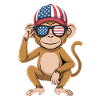Funny Monkey USA Flag Independence Day 4th of July