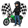 Simson Biker mit Checkered Flag Motiv