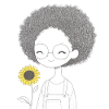 Fröhliches Mädchen mit Sonnenblume