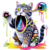 Psychedelic Cat Surreal Art Design