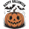 Happy Halloween pumpkin with bats
