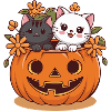 Cats in pumpkin head Halloween design