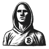 Anonymous hacker with Bitcoin logo