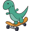 Playful Dinosaur on Skateboard