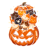 Chats mignons dans une citrouille d'Halloween