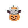 Cat Happy Halloween Pumpkin Bat Costume