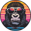 Cool gorilla with retro sunglasses