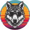 Cool Wolf with retro sunglasses
