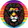 Lion portrait with rainbow sunglasses