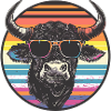 Casual bison with sunglasses