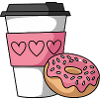 Pink Heart Coffee and Donut
