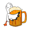 Cute seagull with beer glass
