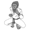 Starker Affe beim Karate