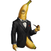 Banane élégante avec smoking et monocle
