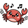 Dessin animé de crabe chantant joyeux