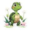 Charming turtle design with flowers