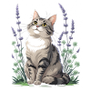 Elegant cat with lavender and clover