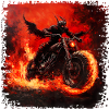 Un motard démoniaque en feu