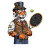Steampunk Tiger Tennis Gentleman Style