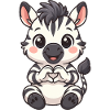Cute Zebra with Heart Hands