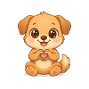Cute dog with heart hands