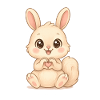 Cute bunny with heart hands