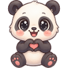Cute panda with heart hands