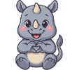 Cute rhinoceros with heart hands