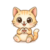 Cute cat with heart hands