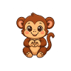 Cute monkey with heart hands