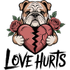 Bulldog Heartbreak Floral Illustration