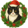 Festive Cat Wreath Halloween Christmas