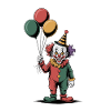 Scary clown with balloons