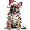 Festive bulldog with Christmas lights