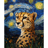 Guépard Léopard Style Van Gogh Étoilé