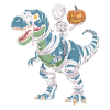 Halloween T-Rex with Skellet and Pumpkin