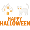 Halloween Katze und Spukhaus Design